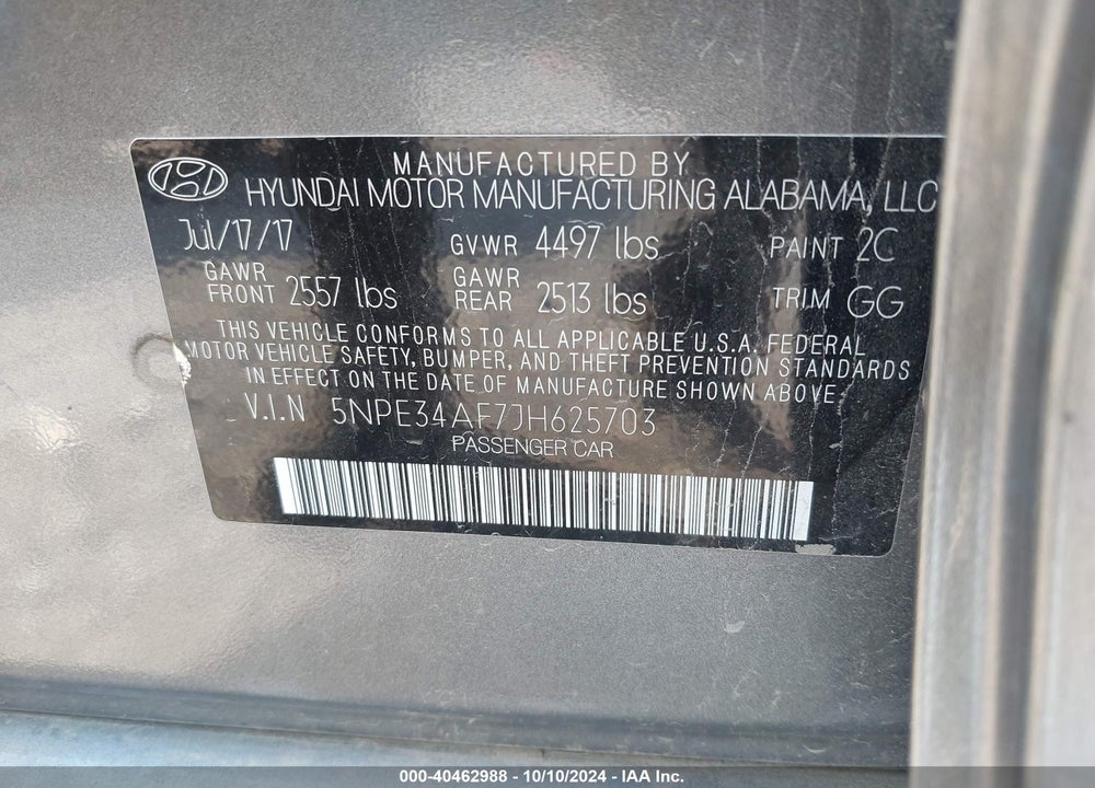 2018 HYUNDAI SONATA LIMITED VIN: 5NPE34AF7JH625703