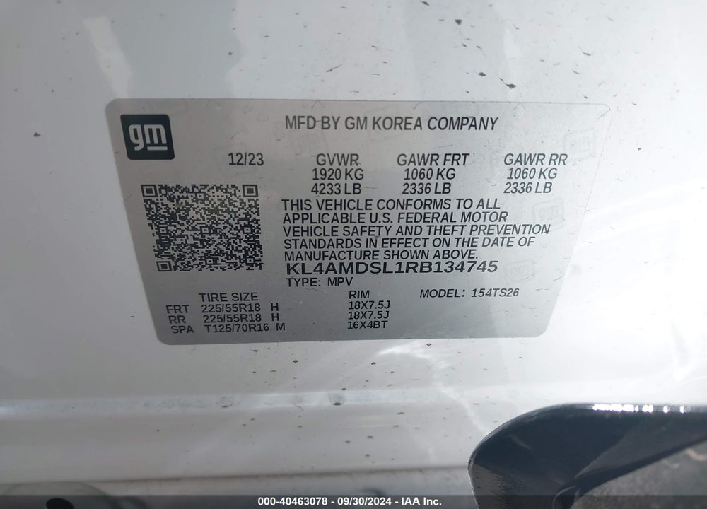 2024 BUICK ENCORE GX SPORT TOURING FWD VIN: KL4AMDSL1RB134745