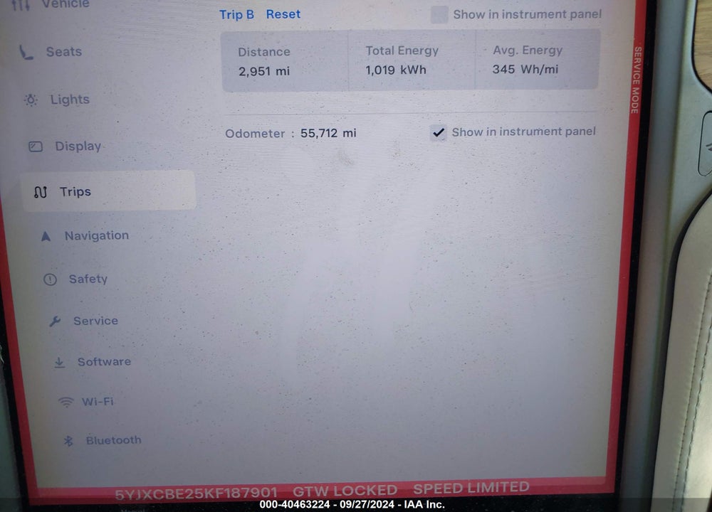 2019 TESLA MODEL X 100D/75D/LONG RANGE VIN: 5YJXCBE25KF187901