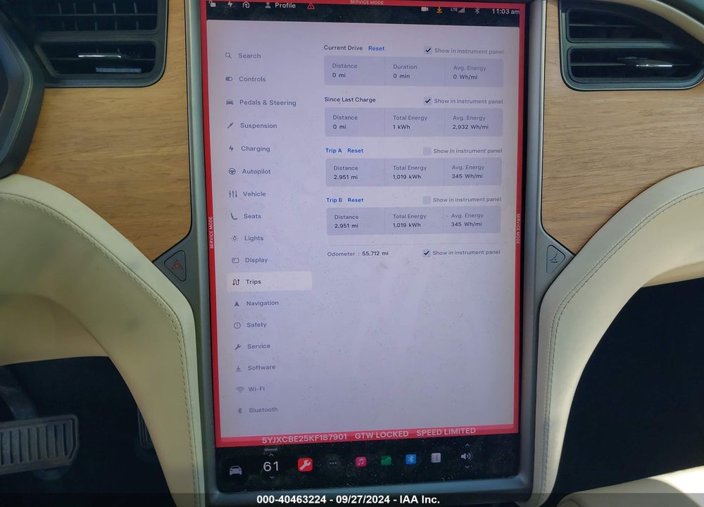 2019 TESLA MODEL X 100D/75D/LONG RANGE VIN: 5YJXCBE25KF187901