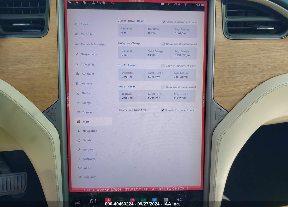 2019 TESLA MODEL X 100D/75D/LONG RANGE VIN: 5YJXCBE25KF187901
