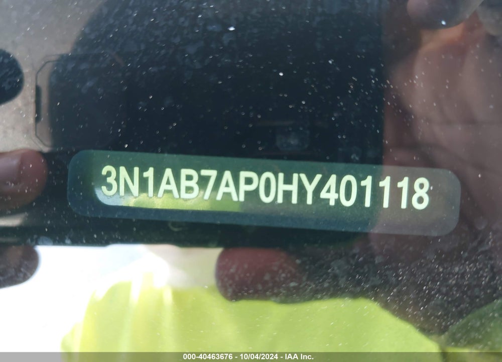 2017 NISSAN SENTRA S VIN: 3N1AB7AP0HY401118