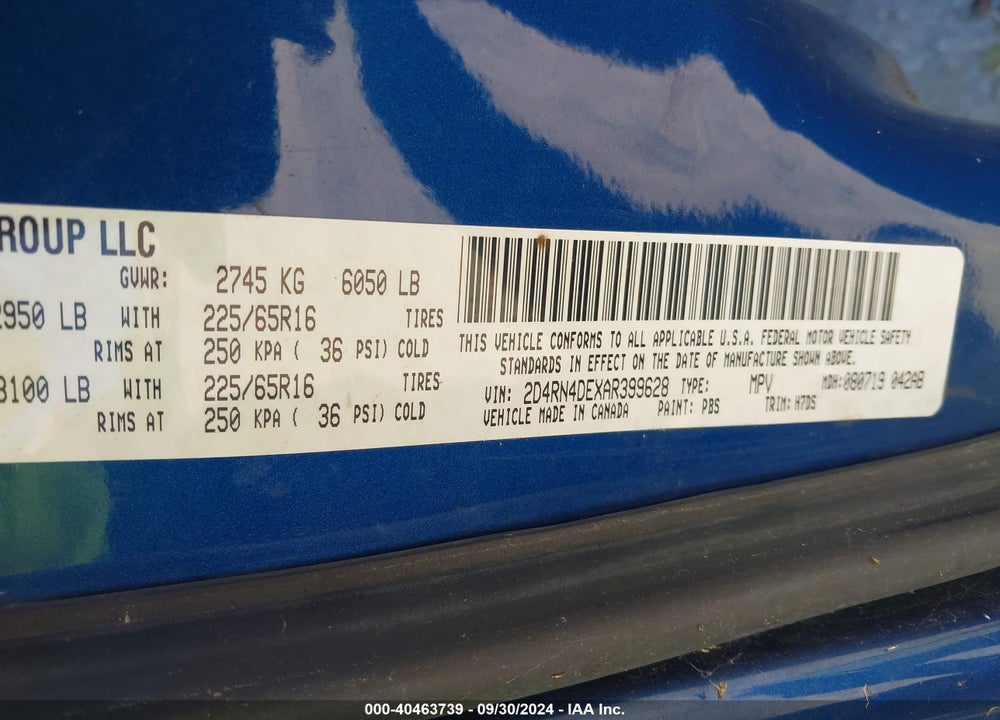 2010 DODGE GRAND CARAVAN SE VIN: 2D4RN4DEXAR399628