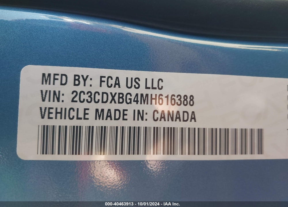 2021 DODGE CHARGER SXT RWD VIN: 2C3CDXBG4MH616388