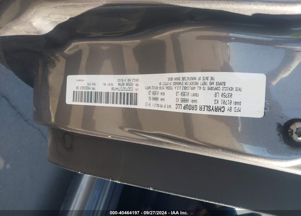 2013 FIAT 500 VIN: 3C3CFFGE7DT744790