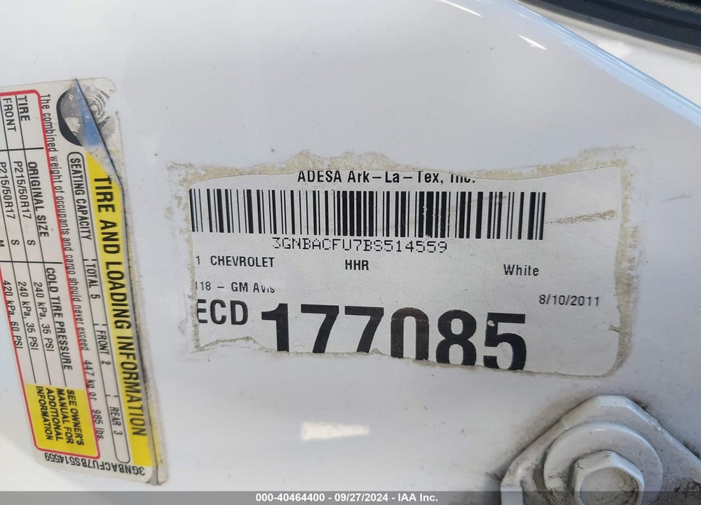 2011 CHEVROLET HHR LT VIN: 3GNBACFU7BS514559