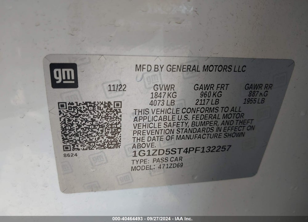 2023 CHEVROLET MALIBU FWD 1LT VIN: 1G1ZD5ST4PF132257