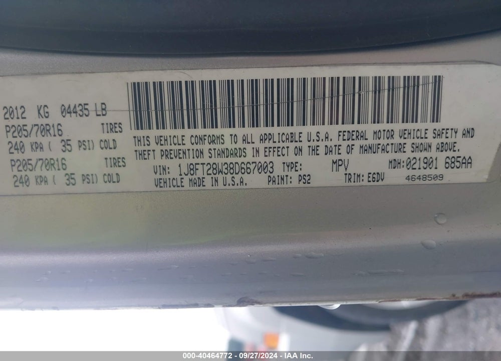 2008 JEEP PATRIOT SPORT VIN: 1J8FT28W38D667003