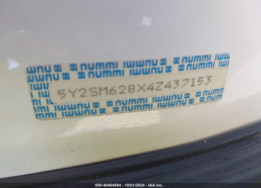 2004 PONTIAC VIBE VIN: 5Y2SM628X4Z437153
