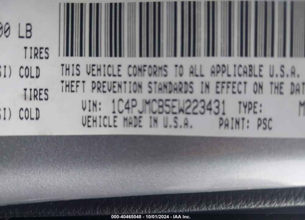 2014 JEEP CHEROKEE LATITUDE VIN: 1C4PJMCB5EW223431