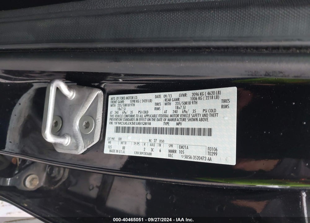 2014 FORD ESCAPE TITANIUM VIN: 1FMCU0JX5EUB12818