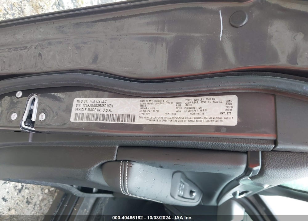 2024 JEEP GRAND CHEROKEE ALTITUDE X 4X2 VIN: 1C4RJGAG3R8601801