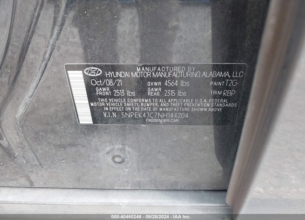 2022 HYUNDAI SONATA N LINE VIN: 5NPEK4JC7NH144204
