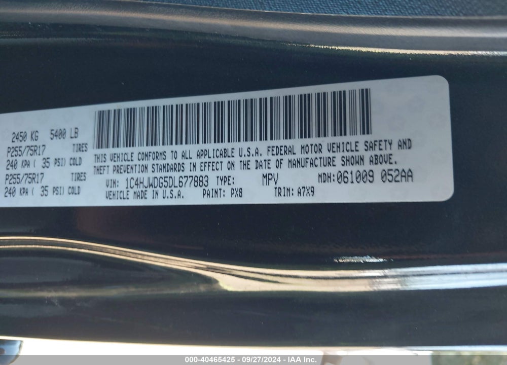 2013 JEEP WRANGLER UNLIMITED SPORT VIN: 1C4HJWDG5DL677883