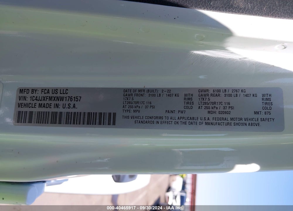 2022 JEEP WRANGLER UNLIMITED RUBICON 4X4 VIN: 1C4JJXFMXNW176157