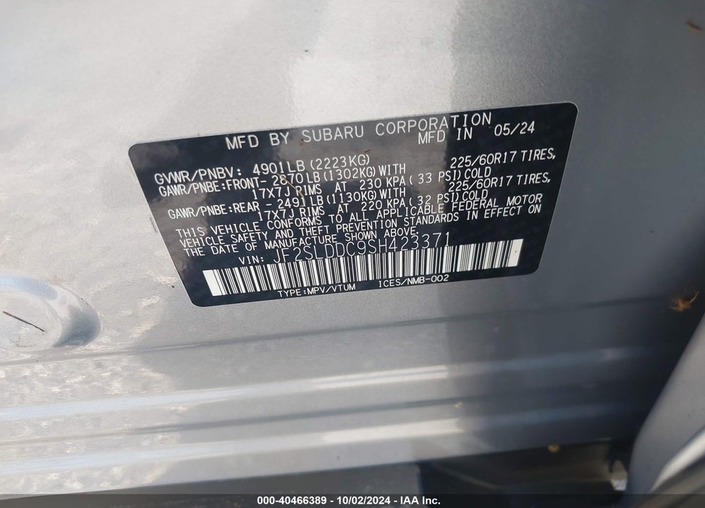 2025 SUBARU FORESTER PREMIUM VIN: JF2SLDDC9SH423371