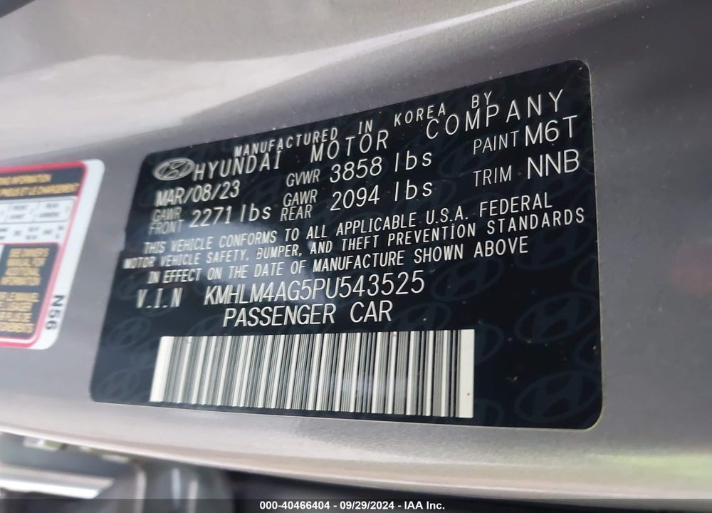2023 HYUNDAI ELANTRA SEL VIN: KMHLM4AG5PU543525