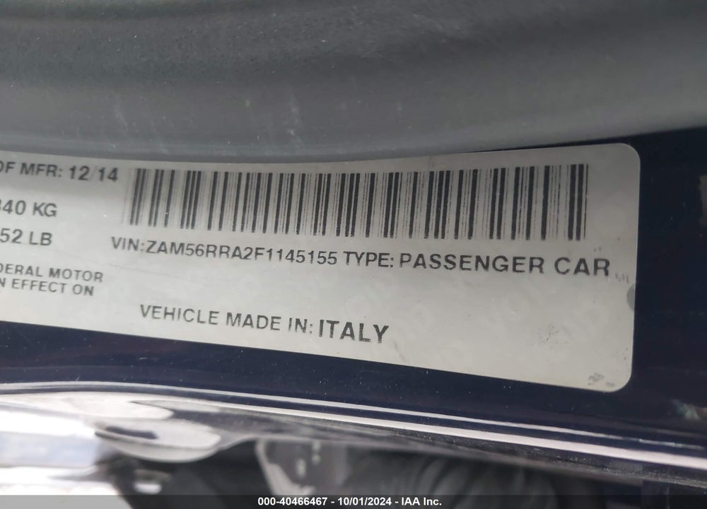 2015 MASERATI QUATTROPORTE S Q4 VIN: ZAM56RRA2F1145155