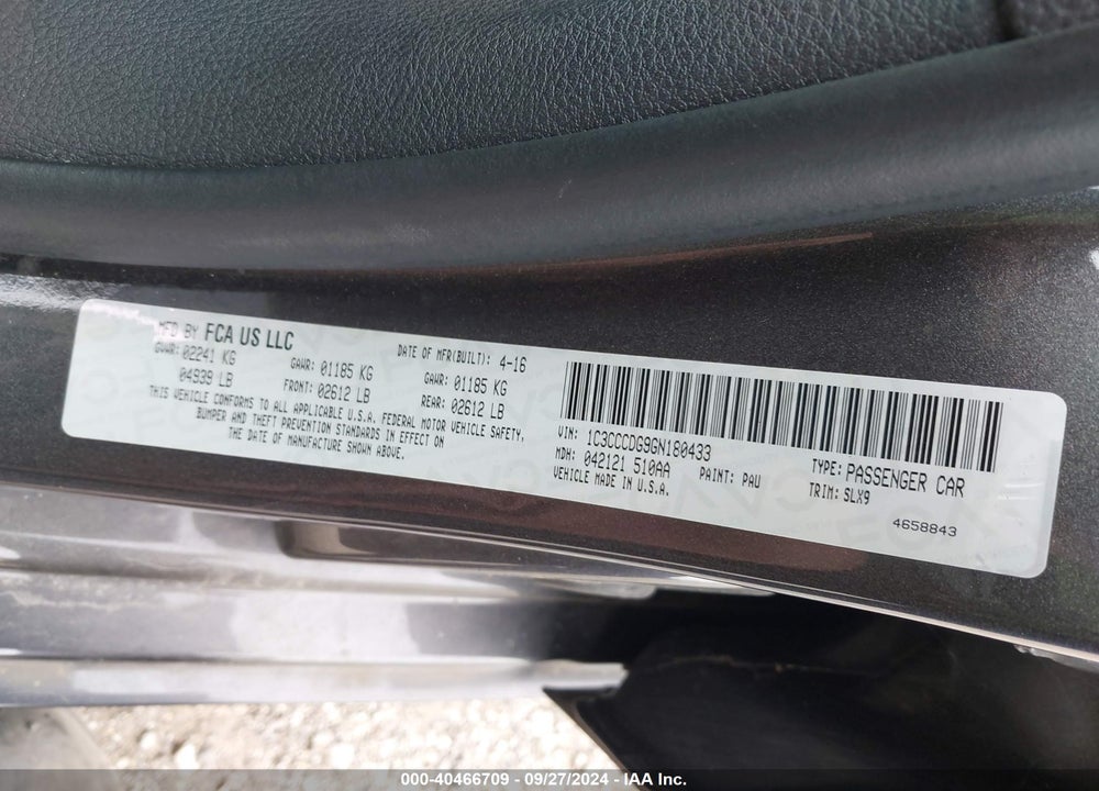 2016 CHRYSLER 200 S VIN: 1C3CCCDG9GN180433