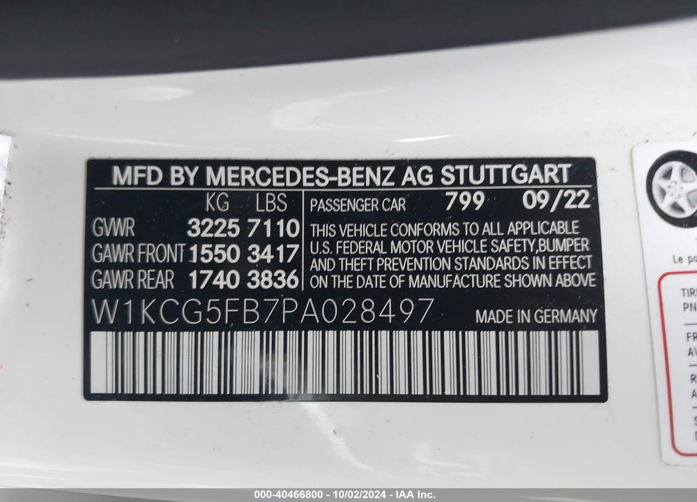 2023 MERCEDES-BENZ AMG EQS SEDAN VIN: W1KCG5FB7PA028497