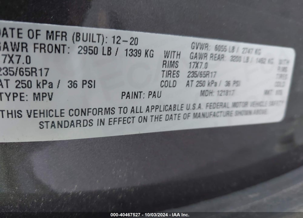 2021 CHRYSLER VOYAGER LXI VIN: 2C4RC1DG8MR526626