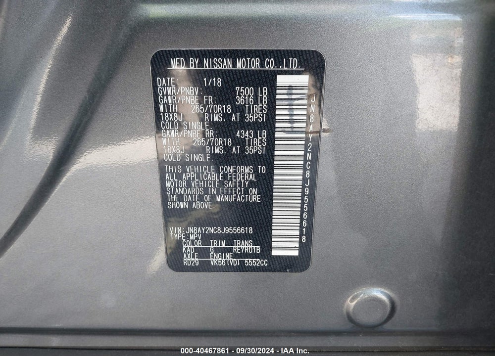 2018 NISSAN ARMADA SV VIN: JN8AY2NC8J9556618