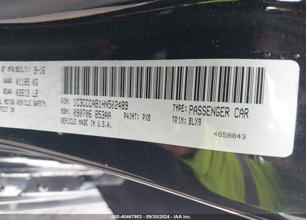 2017 CHRYSLER 200 LIMITED PLATINUM VIN: 1C3CCCAB1HN502489
