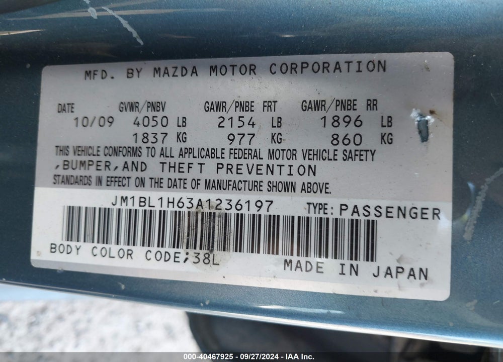 2010 MAZDA 3 S SPORT VIN: JM1BL1H63A1236197
