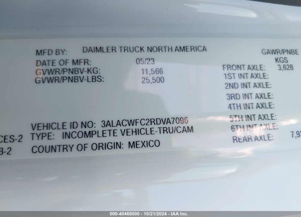 2024 FREIGHTLINER M2 106 MEDIUM DUTY VIN: 3ALACWFC2RDVA7096