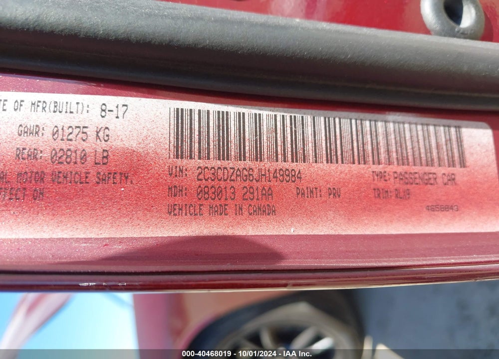 2018 DODGE CHALLENGER SXT PLUS VIN: 2C3CDZAG6JH149984