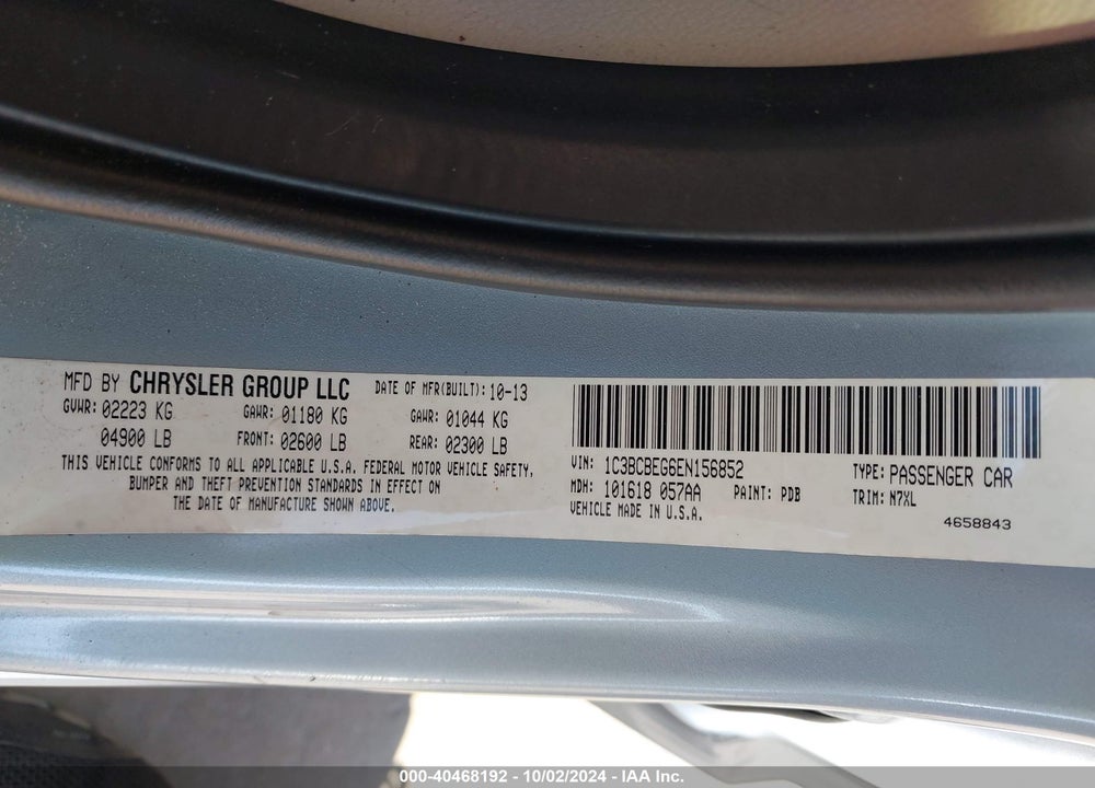 2014 CHRYSLER 200 TOURING VIN: 1C3BCBEG6EN156852
