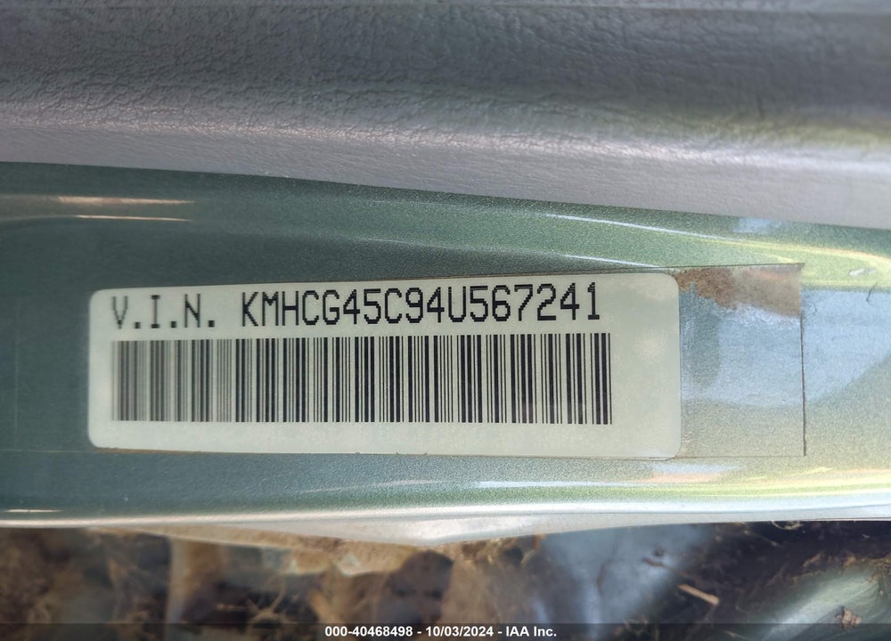 2004 HYUNDAI ACCENT GL VIN: KMHCG45C94U567241