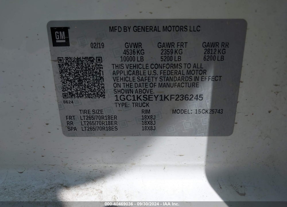 2019 CHEVROLET SILVERADO 2500HD LT VIN: 1GC1KSEY1KF236245