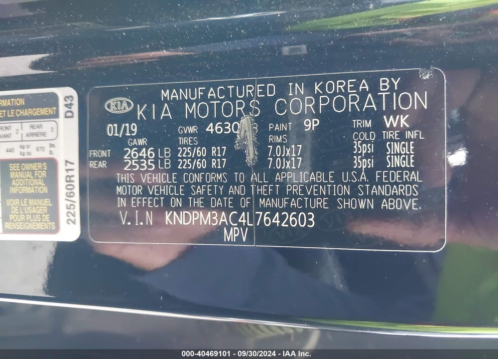 2020 KIA SPORTAGE LX VIN: KNDPM3AC4L7642603