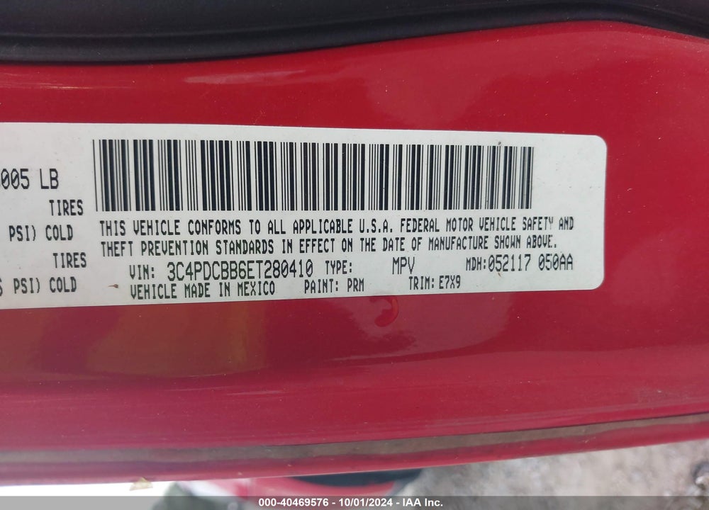 2014 DODGE JOURNEY SXT VIN: 3C4PDCBB6ET280410