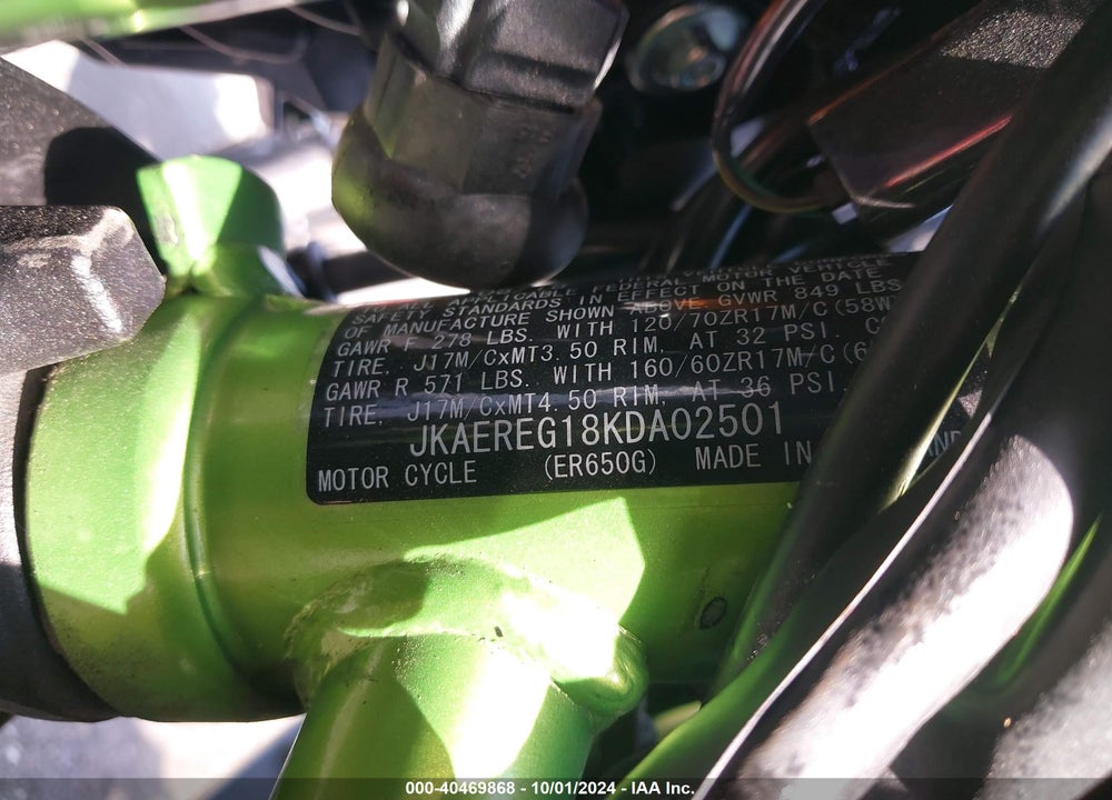 2019 KAWASAKI ER650 G VIN: JKAEREG18KDA02501