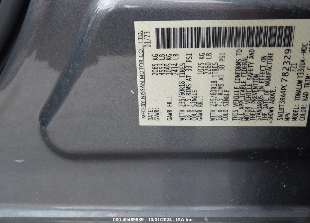 2023 NISSAN ROGUE SV FWD VIN: 5N1BT3BA4PC782329