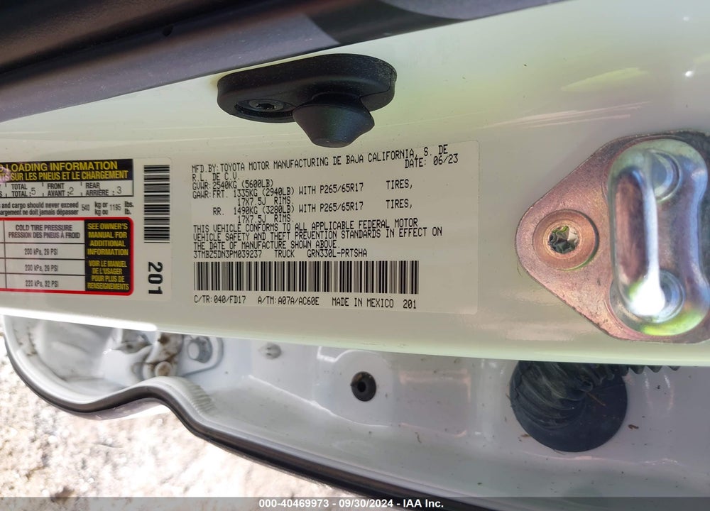 2023 TOYOTA TACOMA TRD SPORT VIN: 3TMBZ5DN3PM039237