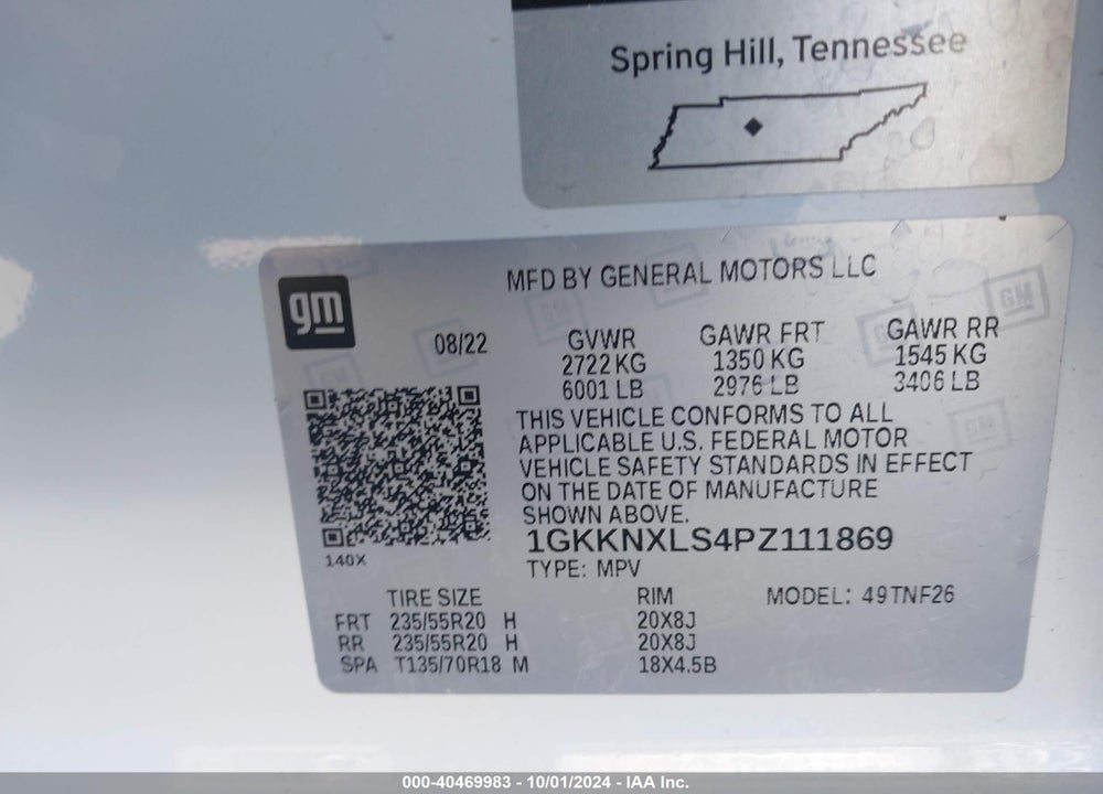 2023 GMC ACADIA AWD DENALI VIN: 1GKKNXLS4PZ111869