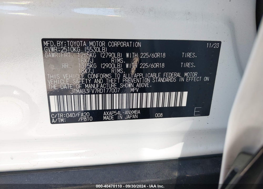 2024 TOYOTA RAV4 PRIME SE VIN: JTMAB3FV7RD177007