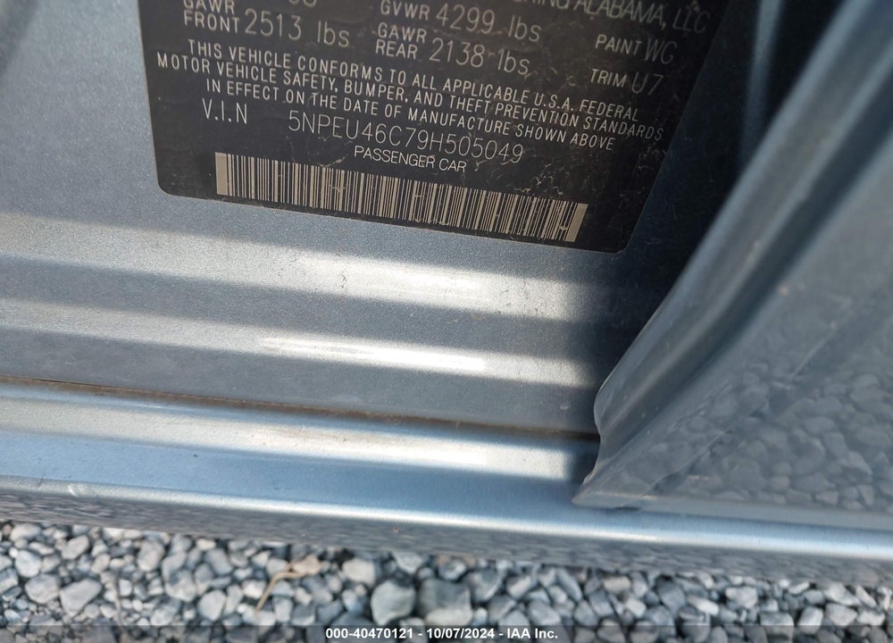 2009 HYUNDAI SONATA LIMITED VIN: 5NPEU46C79H505049