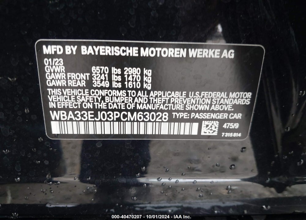 2023 BMW 760 I XDRIVE VIN: WBA33EJ03PCM63028