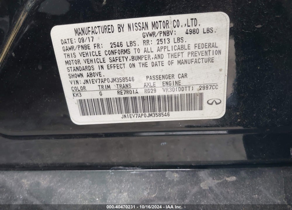 2018 INFINITI Q50 3.0T SPORT VIN: JN1EV7AP0JM358546