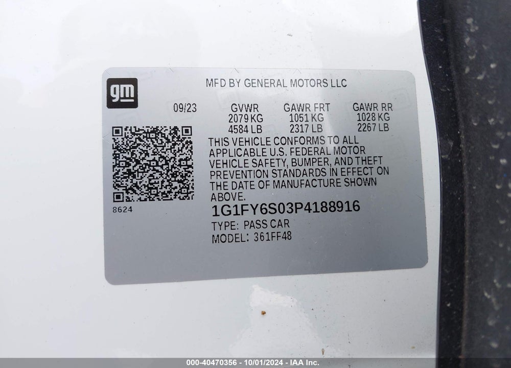 2023 CHEVROLET BOLT EUV VIN: 1G1FY6S03P4188916