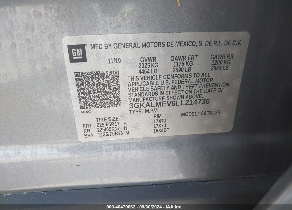 2020 GMC TERRAIN FWD SLE VIN: 3GKALMEV6LL214736