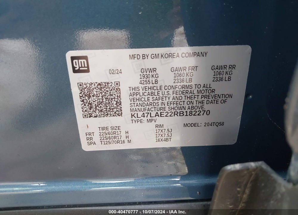 2024 BUICK ENVISTA PREFERRED FWD VIN: KL47LAE22RB182270