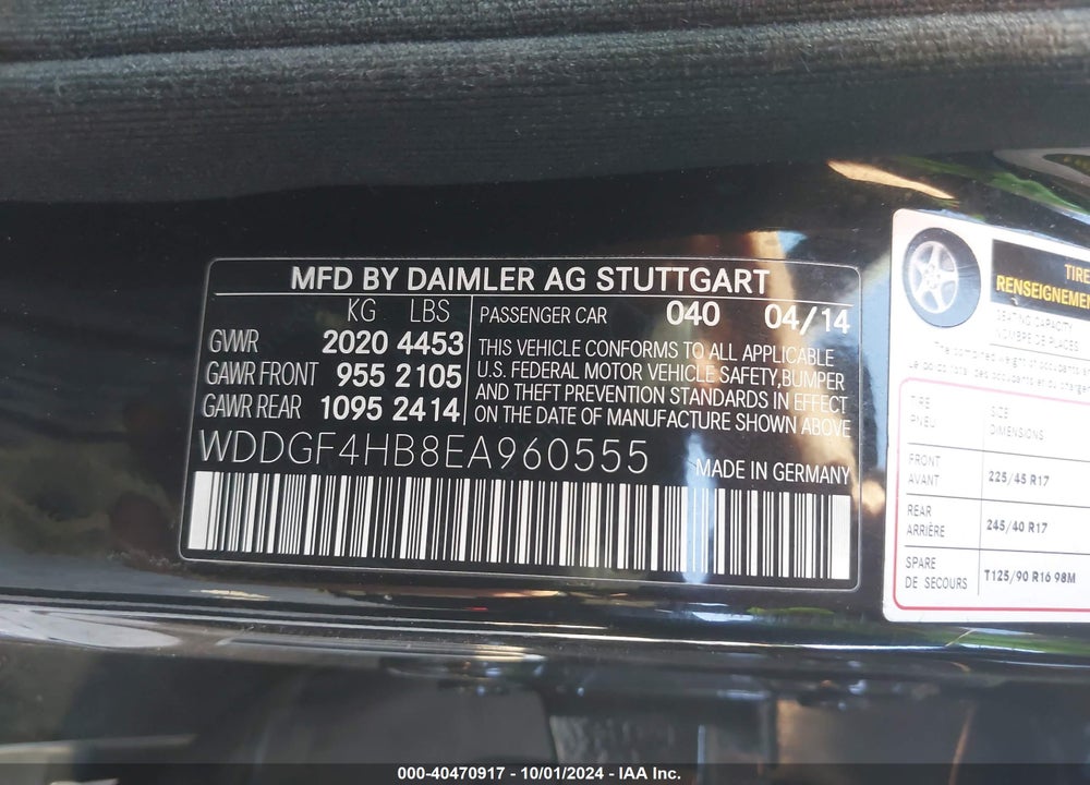 2014 MERCEDES-BENZ C 250 LUXURY/SPORT VIN: WDDGF4HB8EA960555