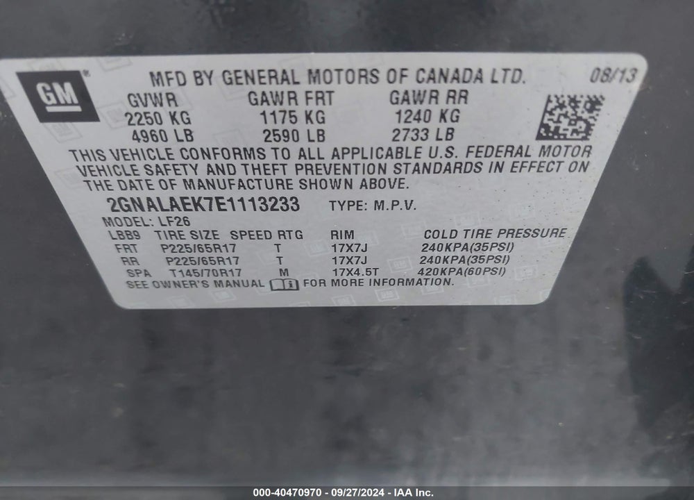 2014 CHEVROLET EQUINOX LS VIN: 2GNALAEK7E1113233