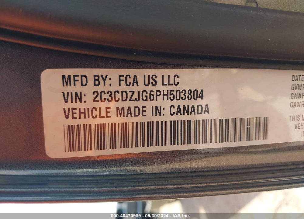 2023 DODGE CHALLENGER GT VIN: 2C3CDZJG6PH503804