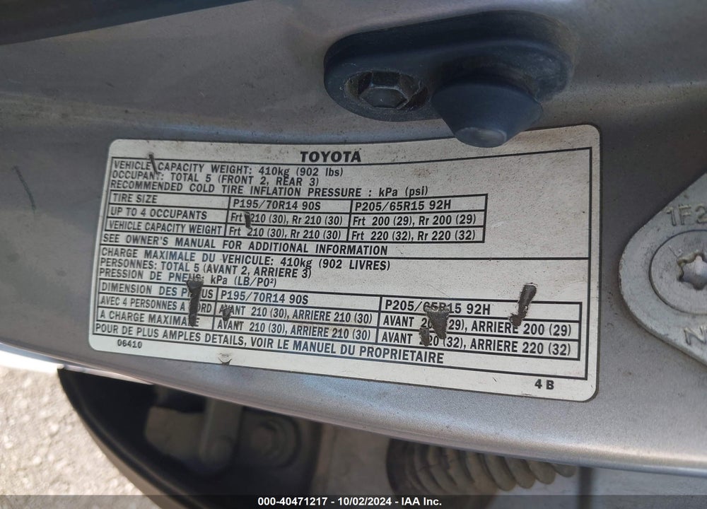 2001 TOYOTA CAMRY CE VIN: 4T1BG22K91U119041